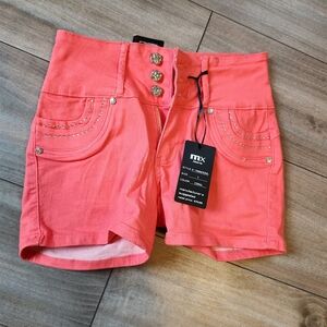Stunning Coral Bling Shorts NWT L